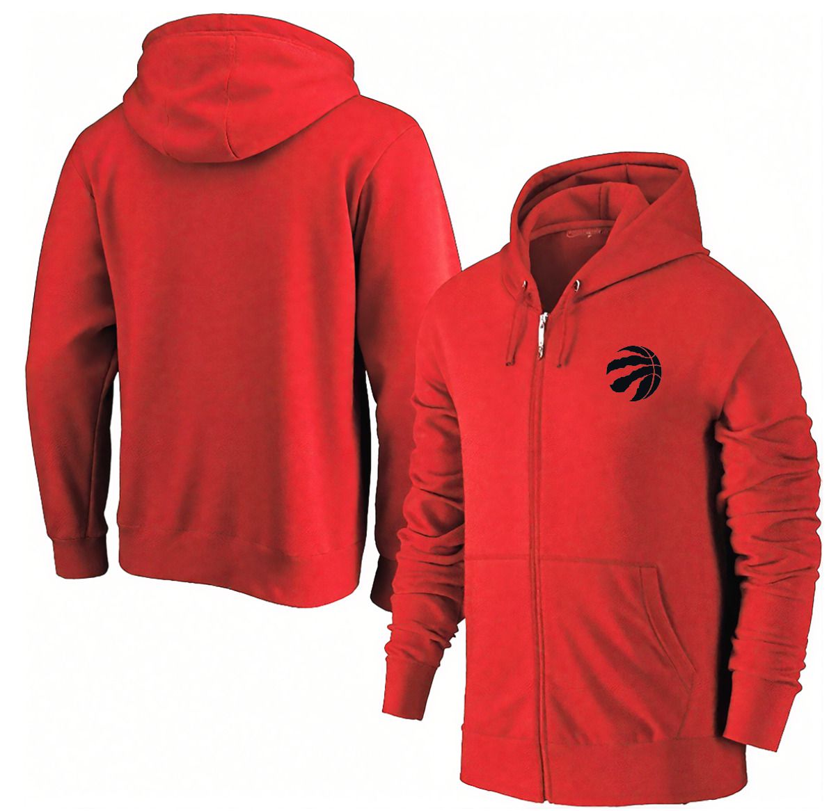 Men Toronto Raptors Red Zipper hoodie 2025 NBA Jersey style 1